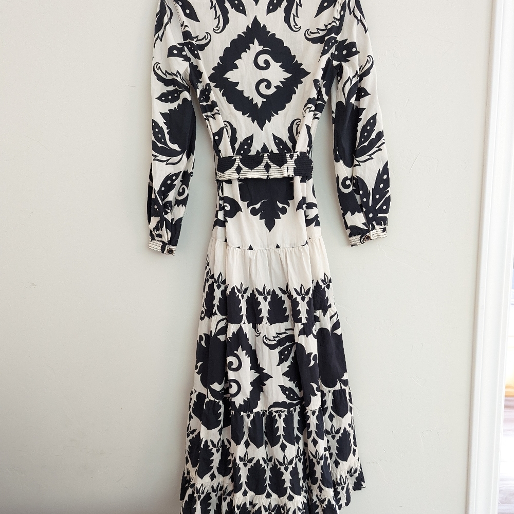 ZARA NWT PRINTED MAXI DRESS BLACK WHITE XS,S,M - Picture 7 of 9
